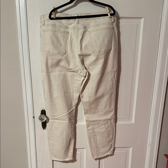 Eileen Fisher Women's Raw Hem Cream Ankle Jeans 5 Pocket Organic Size 16 - Picture 7 of 11